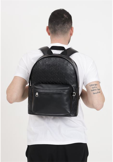 Black backpack for men and women Monogram Soft Campus allover print CALVIN KLEIN | K50K5114940GK